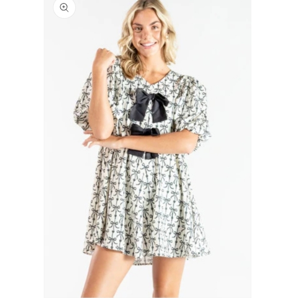 Simply Southern Dresses & Skirts - Simply Southern Black and White Bow Mini Dress Women's Size Small New